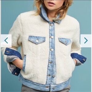Anthropologie Pilcro and the Letterpress Sherpa Lined Denim Jacket size L